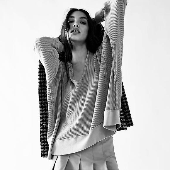 We The Free FREE PEOPLE Buttercup Oversize Thermal Top In Windswept Leaves - Picture 11 of 12